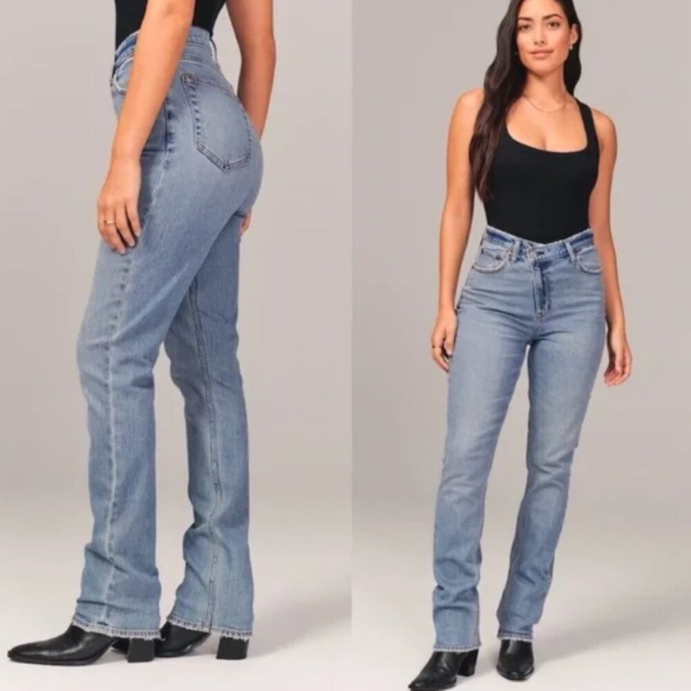 NWT Abercrombie & Fitch Ultra High Rise 90s Slimt Straight Jeans- X short Length